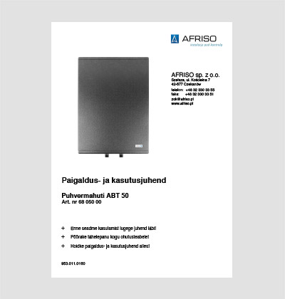 AFRISO soojussalvesti ABT 50 paigaldusjuhend