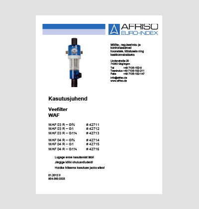 AFRISO veefilter WAF kasutusjuhend