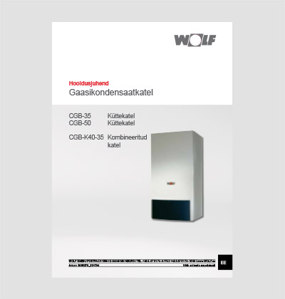 WOLF CGB (35 + 50 kW) gaasikondensaatkatel hooldusjuhend
