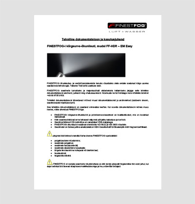Kõrgsurve-õhuniisuti, mudel FF-HDR – EM Easy (ET)