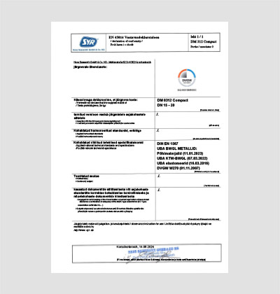 SYR rõhuregulaator DM 0312 Compact DN 15-20 vastavusdeklaratsioon