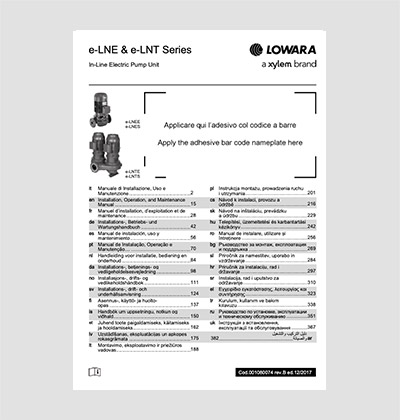 Xylem e-LNE & e-LNT paigaldus-, kasutus- ja hooldusjuhend