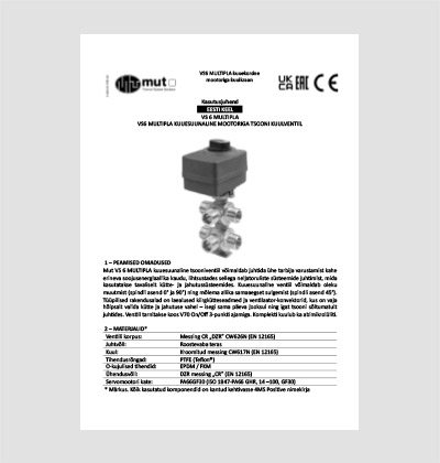 MUT VS6 MULTIPLA kuuesuunalise tsooniventiili kasutusjuhend