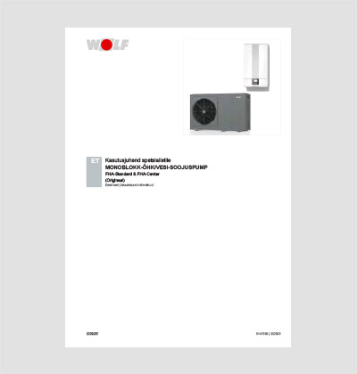 WOLF MONOBLOKK-ÕHK/VESI-SOOJUSPUMP kasutusjuhend spetsialistile