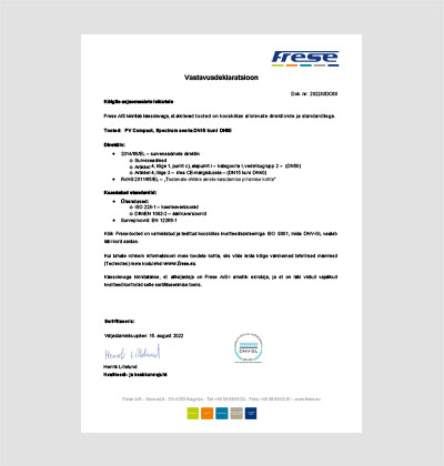 Frese PV Compact Spectrum seeria DN15-DN50 vastavusdeklaratsioon