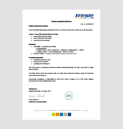 Frese STBV DN15-DN50 vastavusdeklaratsioon