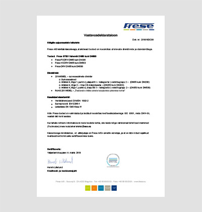 Frese STBV DN65-DN500 vastavusdeklaratsioon